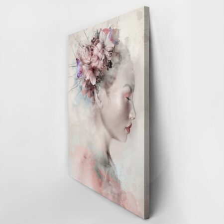 Πινακας σε καμβά WATERCOLOR PORTRAIT OF A WOMAN WITH LILIES - Πορτραιτα και Φιγουρες Sticky 3