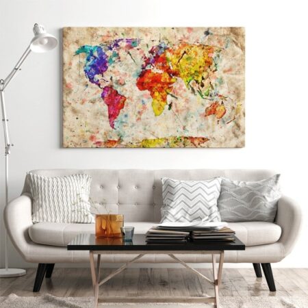 Πινακας σε καμβά WATERCOLOR MAP - Χαρτες