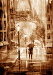 Πινακας σε καμβά WATERCOLOUR RAIN IN PARIS