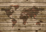 Πινακας σε καμβά WOODEN WORLD MAP