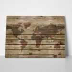 Πινακας σε καμβά WOODEN WORLD MAP