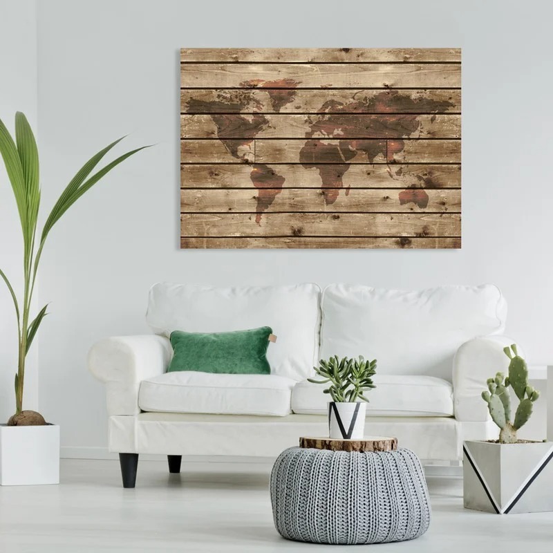 Πινακας σε καμβά WOODEN WORLD MAP