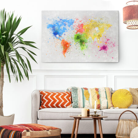 Πινακας σε καμβά WORLD MAP PAINTING - Typography και Χαρτες