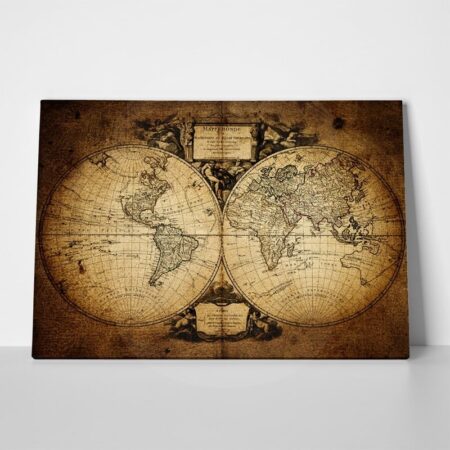 Πινακας σε καμβά OLD WORLD MAP 1752 - Χαρτες Sticky 1