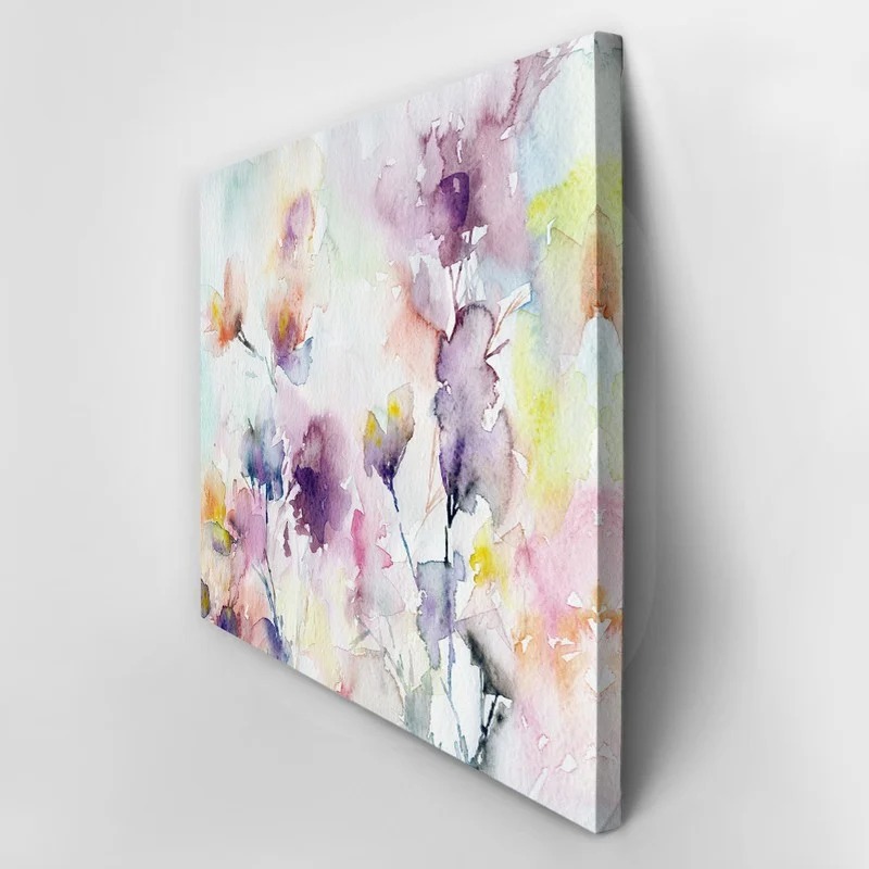 Πινακας σε καμβά WATERCOLOR ABSTRACT ROMANTIC PURPLE FLOWERS