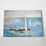 Πινακας σε καμβά ABSTRACT BOAT IN HARBOR