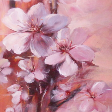 Πινακας σε καμβά ALMONDS BLOSSOM PINK HANDMADE PAINTING - Ανθη Δεντρων Sticky 5