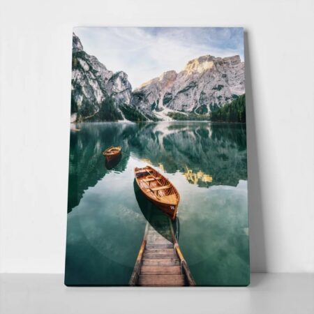 Πινακας σε καμβά BOATS IN BRAIES LAKE - Λιμνες - Ποταμια Sticky 1