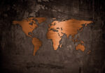 Πινακας σε καμβά BRONZE WORLD MAP