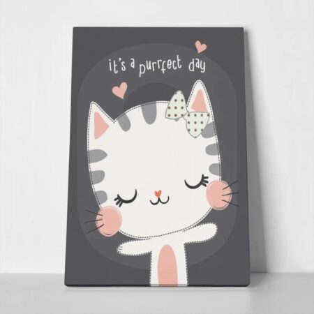 Πινακας σε καμβά CAT PERFECT DAY - Παιδικοι και set Sticky 1