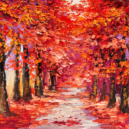 Πινακας σε καμβά COLORFUL AUTUMN TREES - Δασος Sticky 5
