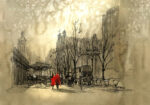 Πινακας σε καμβά COUPLE IN RED WALKING