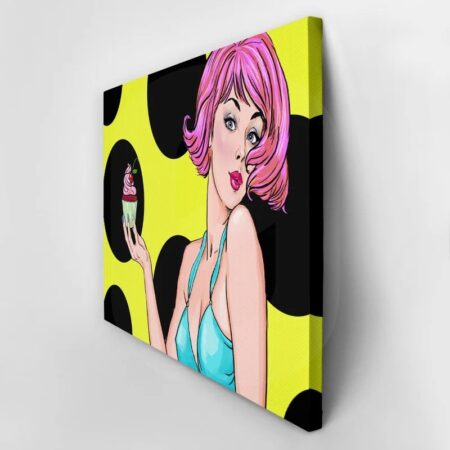 Πινακας σε καμβά CUPCAKE WOMAN POP ART - Πορτραιτα και Φιγουρες Sticky 2