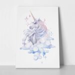 Πινακας σε καμβά CUTE WATERCOLOR UNICORN SKY HAND DRAWN