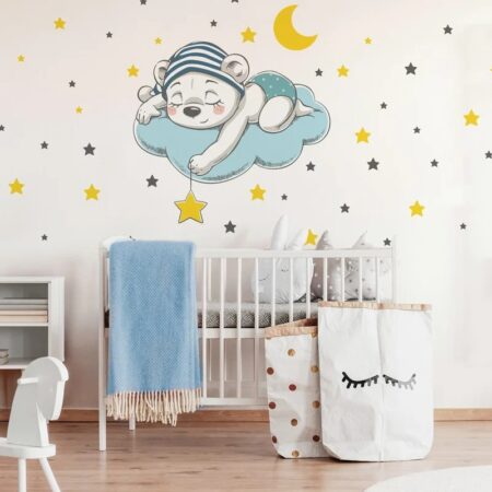 Αυτοκόλλητο τοίχου CUTE DREAMING BEAR CARTOON - Βρεφικα & Παιδικά Sticky 3