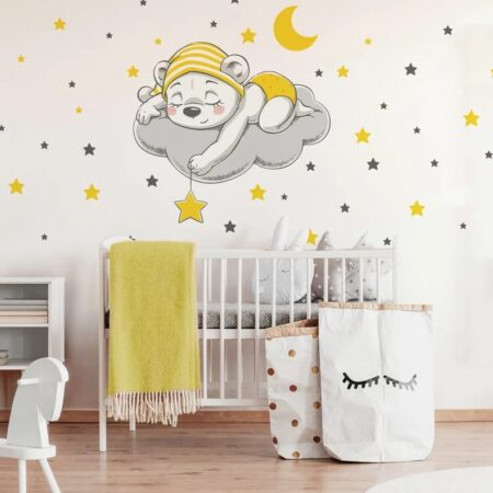 Αυτοκόλλητο τοίχου CUTE DREAMING BEAR CARTOON - Βρεφικα & Παιδικά