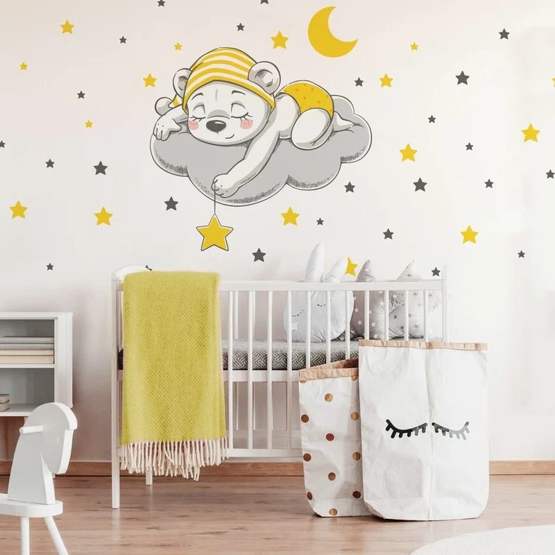 Αυτοκόλλητο τοίχου CUTE DREAMING BEAR CARTOON