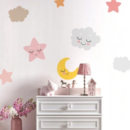 Αυτοκολλητο τοιχου CUTE SLEEPING CLOUD MOON AND STAR - Βρεφικα & Παιδικά