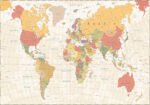 Πινακας σε καμβά DETAILED ILLUSTRATION WORLD MAP