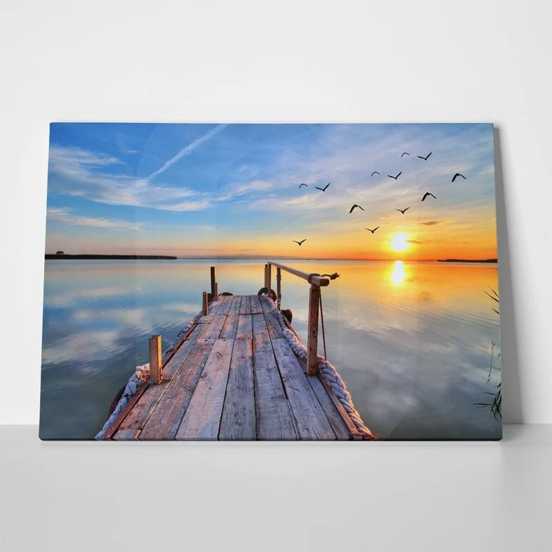 Πινακας σε καμβά FLYING BY LAKE SUNSET