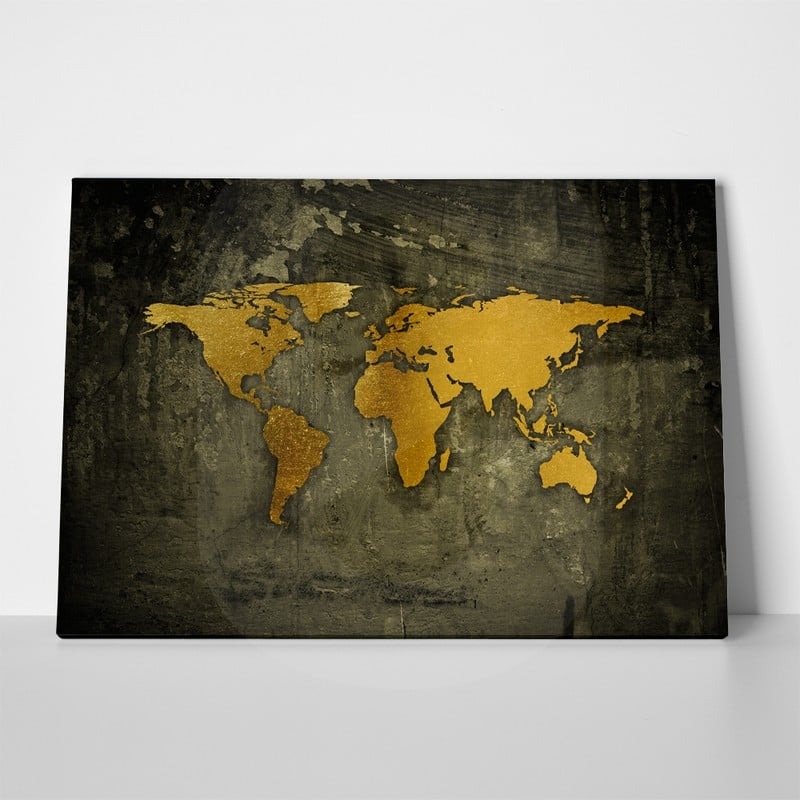 Πινακας σε καμβά GOLDEN WORLD MAP