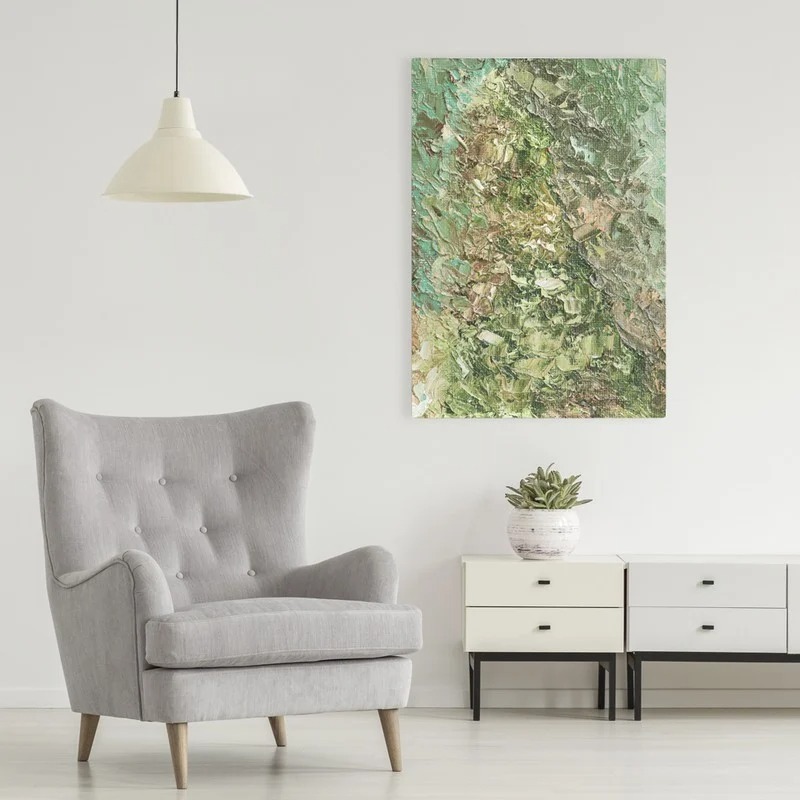 Πινακας σε καμβά GREEN ABSTRACT PALETTE KNIFE