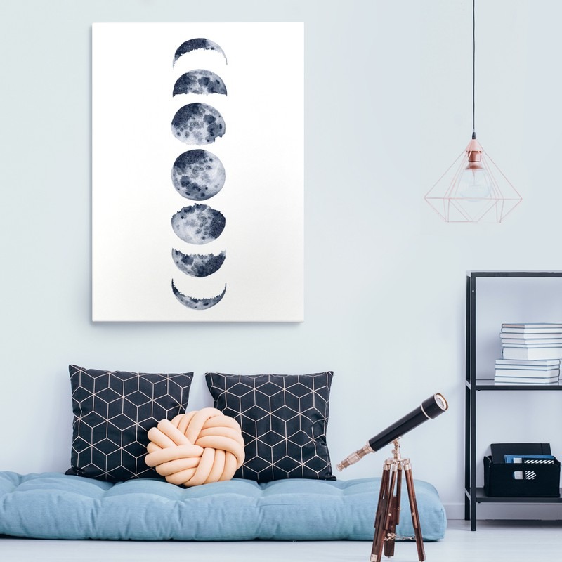 Πινακας σε καμβά MOON PHASES WATERCOLOR