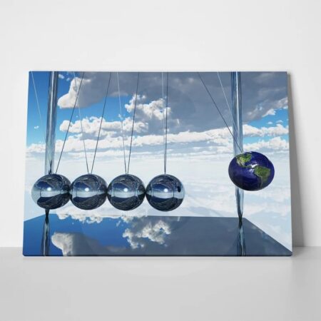 Πινακας σε καμβά NEWTONS CRADLE EARTH 1 - Επιστημη και Υγεια