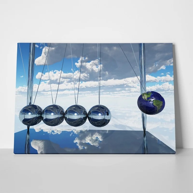Πινακας σε καμβά NEWTONS CRADLE EARTH 1