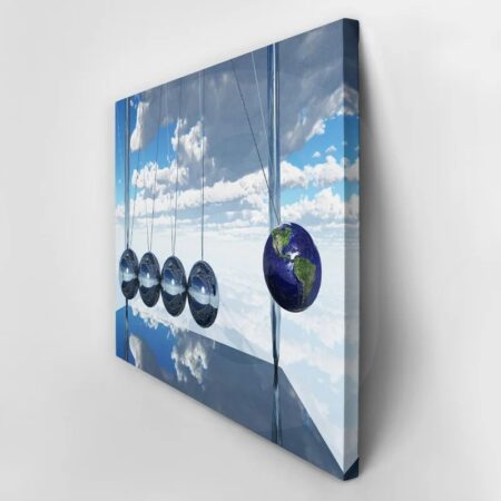 Πινακας σε καμβά NEWTONS CRADLE EARTH 1 - Επιστημη και Υγεια Sticky 2