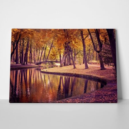 Πινακας σε καμβά OLD PARK IN FALL - Λιμνες - Ποταμια