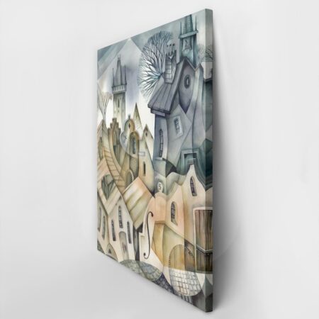 Πινακας σε καμβά OLD TOWN CUBISTIC BEIGE GREY - Εργα Τεχνης Sticky 2