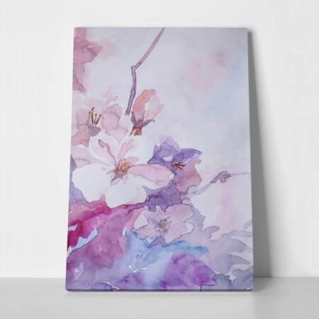 Πινακας σε καμβά PINK FLOWERS WATERCOLOR - Floral - Λουλουδια Sticky 1