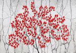 Πινακας σε καμβά RED TREE ON GREY BACKGROUND