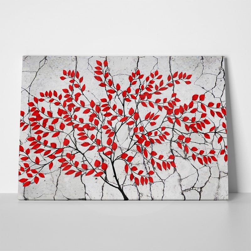 Πινακας σε καμβά RED TREE ON GREY BACKGROUND