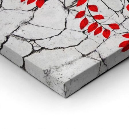 Πινακας σε καμβά RED TREE ON GREY BACKGROUND - Εργα Τεχνης Sticky 2