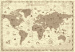 Πινακας σε καμβά RETRO STYLED WORLD MAP