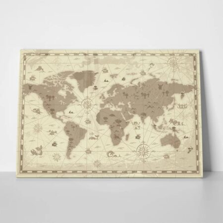 Πινακας σε καμβά RETRO STYLED WORLD MAP