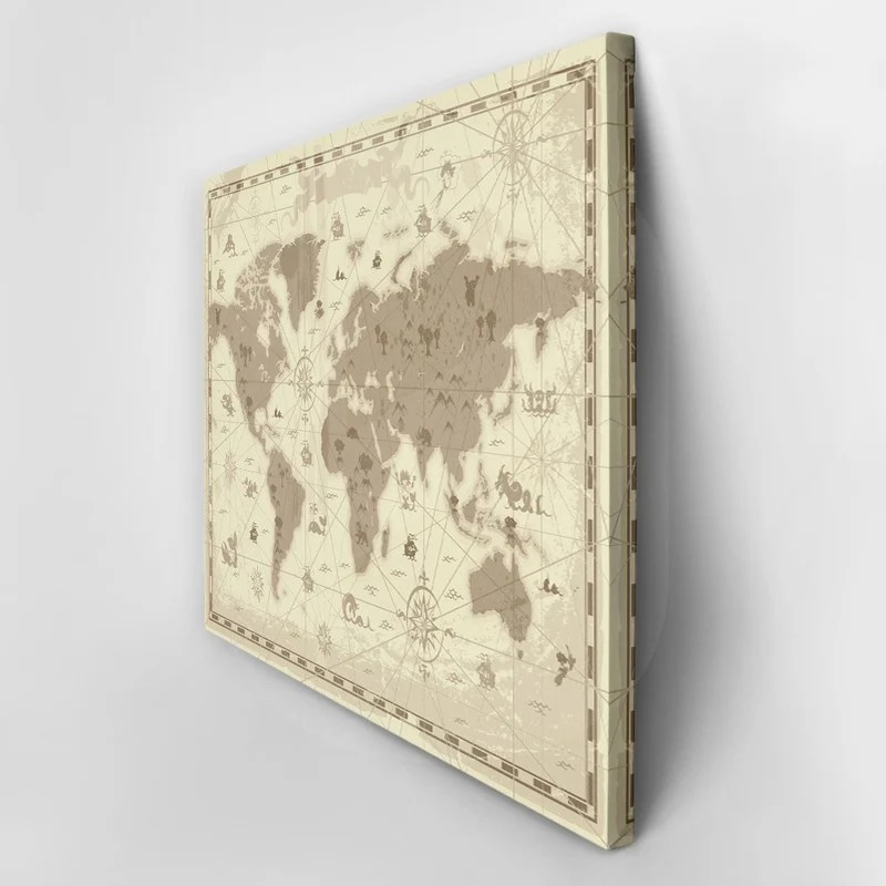 Πινακας σε καμβά RETRO STYLED WORLD MAP