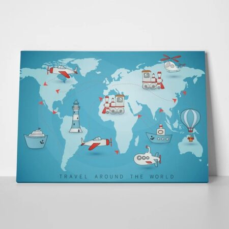 Πινακας σε καμβά TRAVEL THE WORLD - Παιδικοι και set