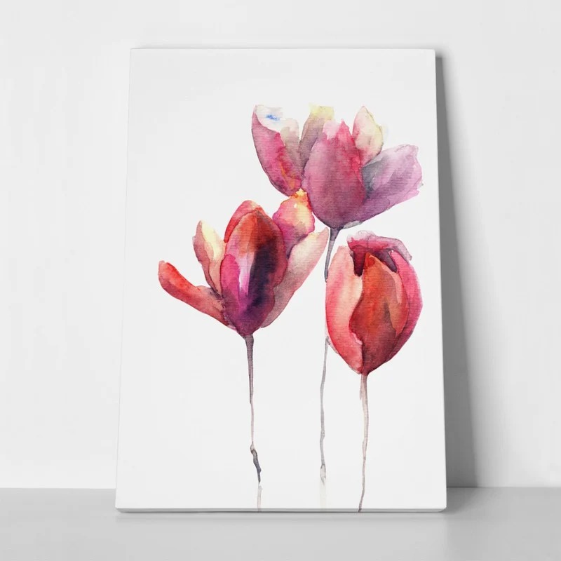 Πινακας σε καμβά TULIPS FLOWERS WATERCOLOR