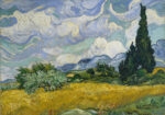 Πινακας σε καμβά VAN GOGH - WHEAT FIELD WITH CYPRESS TREES