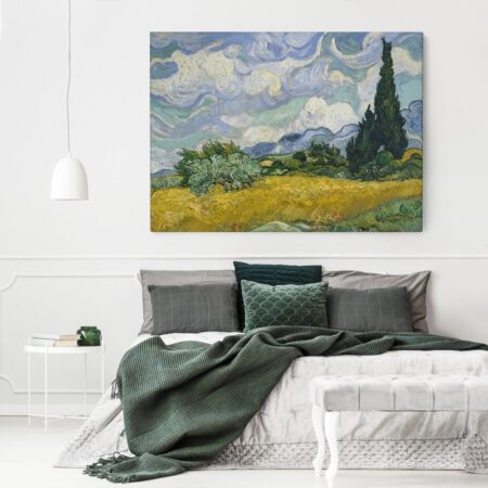 Πινακας σε καμβά VAN GOGH - WHEAT FIELD WITH CYPRESS TREES