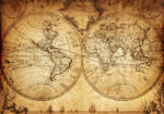 Πινακας σε καμβά VINTAGE WORLD MAP 1733