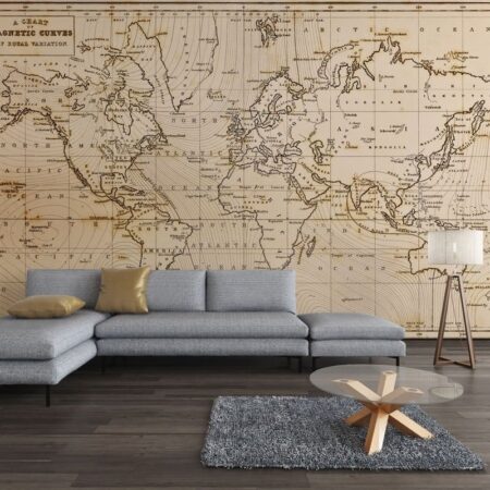 Αυτοκόλλητη Ταπετσαρία τοίχου VINTAGE WORLD MAP - Χάρτες - Πόλεις
