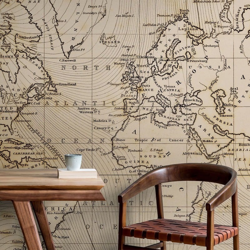 Αυτοκόλλητη Ταπετσαρία τοίχου VINTAGE WORLD MAP