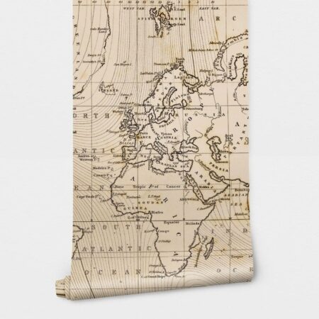 Αυτοκόλλητη Ταπετσαρία τοίχου VINTAGE WORLD MAP - Χάρτες - Πόλεις Sticky 2