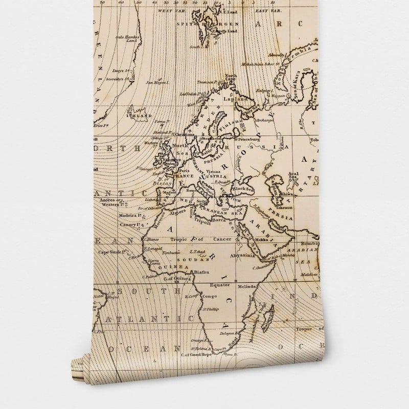 Αυτοκόλλητη Ταπετσαρία τοίχου VINTAGE WORLD MAP