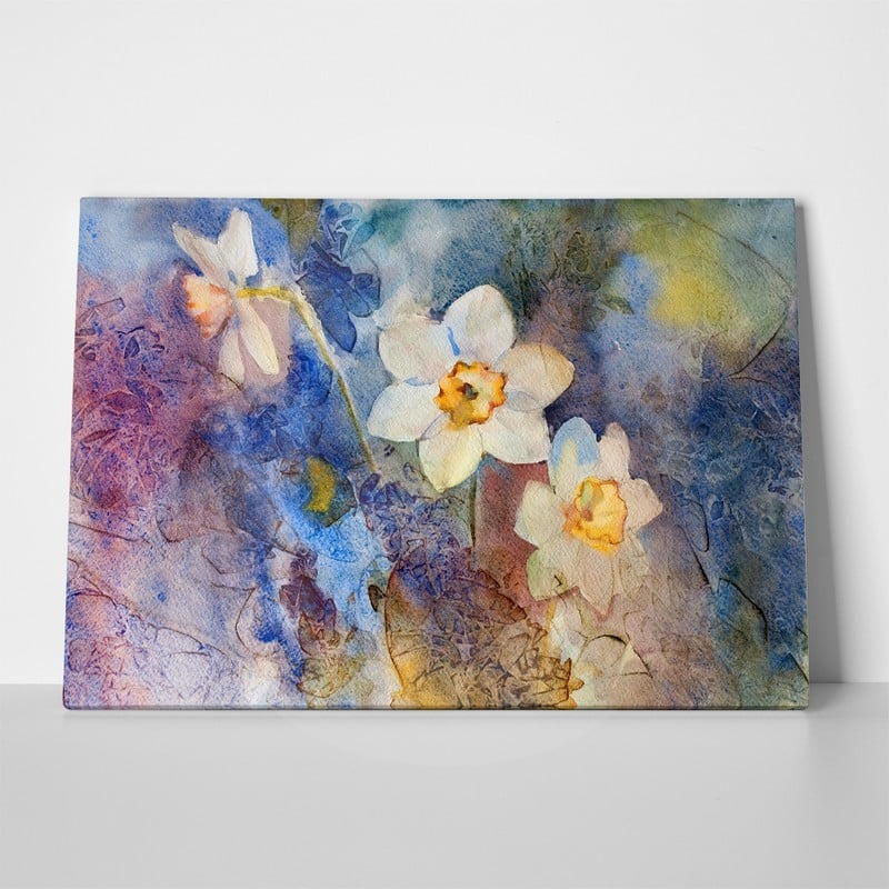 Πινακας σε καμβά WATERCOLOR DAFFODILS COLORFUL BACKGROUND