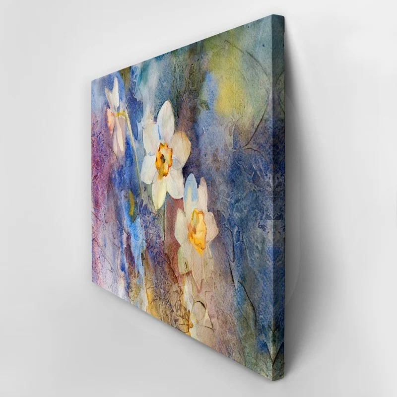 Πινακας σε καμβά WATERCOLOR DAFFODILS COLORFUL BACKGROUND